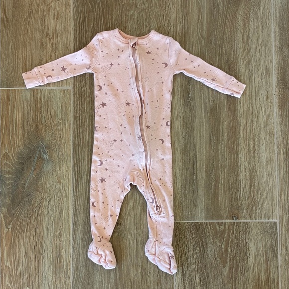 Little Co Pink Starry Footie 6M - Picture 1 of 2